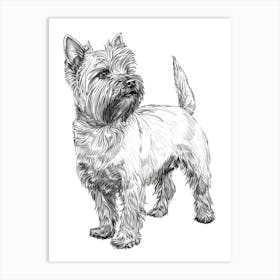 Cute Terrier Line Sketch Art Print