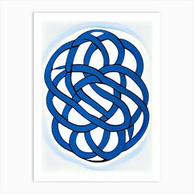 Celtic Knot Symbol Blue And White Line Drawing Art Print