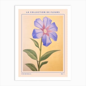 Periwinkle French Flower Botanical Poster Art Print