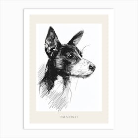 Basenji Dog Line Sketch 3 Poster Art Print