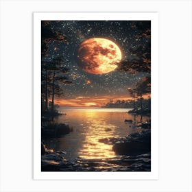 Full Moon Over Water 18 Art Print