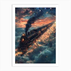 Fantasy Train In The Sky Art Print