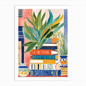 Books And Plants Art Print