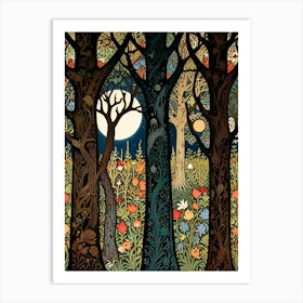 William Morris Moonlight In The Forest 18 Art Print