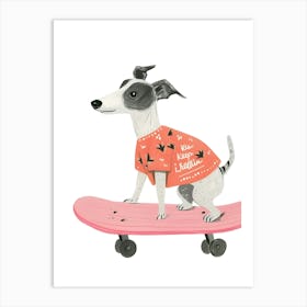 Dog On Skateboard Kids and Nursery Art Print