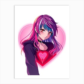 Anime Girl With Heart Art Print