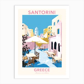Santorini, Greece, Flat Pastels Tones Illustration 3 Poster Art Print