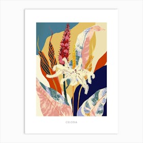 Colourful Flower Illustration Poster Celosia 3 Art Print