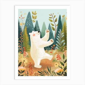 Polar Bear Dancing In The Woods Storybook Illustration 1 Art Print