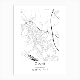 Ossett,United Kingdom Minimalist Map Affiche