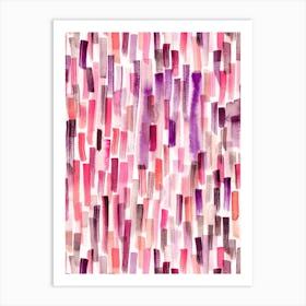 Watercolor Brushstrokes Coral Purple Art Print