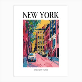 Greenwich Village New York Colourful Silkscreen Illustration 1 Poster Art Print
