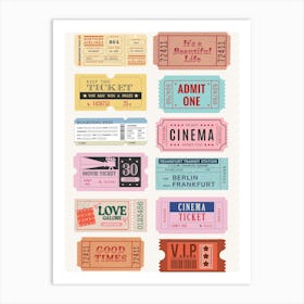 Vintage Movie Tickets Art Print