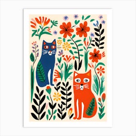 Cats In The Garden Art Print