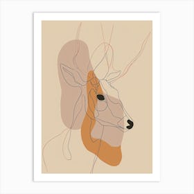 Deer - Boho, Line Art 4 Art Print