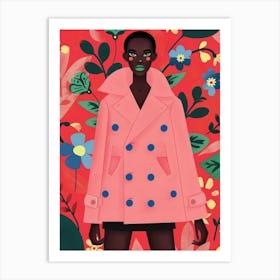 Black Woman In A Pink Coat Art Print