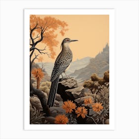 Dark And Moody Botanical Roadrunner 3 Art Print