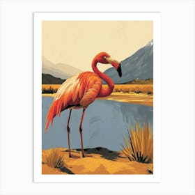 Greater Flamingo South America Chile Tropical Illustration 6 Art Print