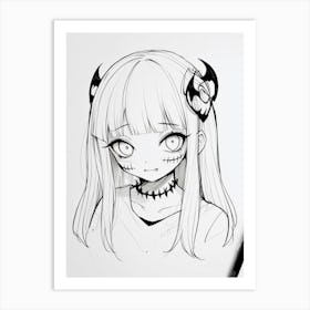 Anime Girl With Horns Art Print