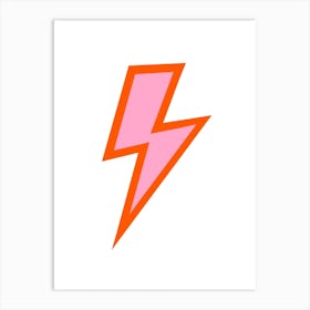 Lightning Bolt Pink with Orange Outline Art Print