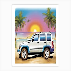 Jeep On The Beach 1 Art Print