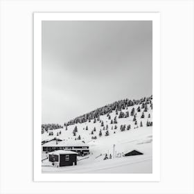 Grandvalira, Andorra Black And White Skiing Poster Art Print