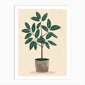Money Tree Plant Minimalist Illustration 6 Art Print