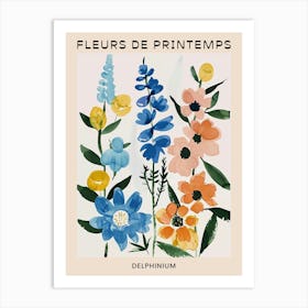 Spring Floral French Poster  Delphinium 3 Art Print