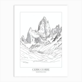 Cerro Torre Argentina Chile Line Drawing 5 Poster Art Print