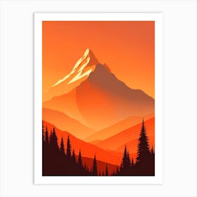 Misty Mountains Vertical Composition In Orange Tone 76 Art Print