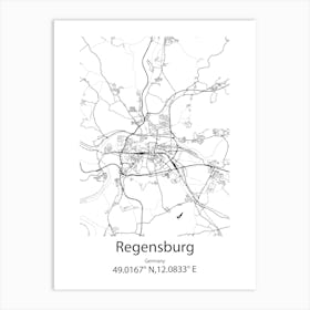 Regensburg,Germany Minimalist Map Art Print