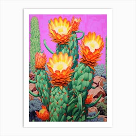 Mexican Style Cactus Illustration Cylindropuntia Kleiniae Cactus 3 Art Print