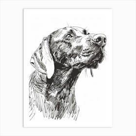 Weimaraner Dog Line Sketch 2 Art Print