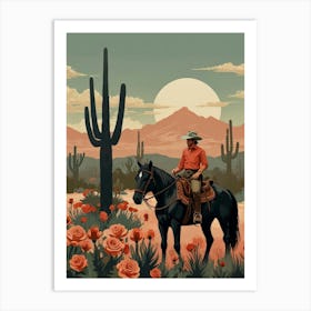 Cowboy In The Desert 19 Art Print