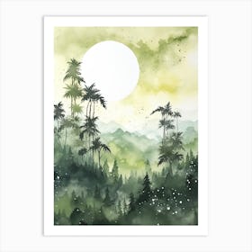 Watercolour Of Danum Valley Conservation Area   Borneo Malaysia 0 Art Print