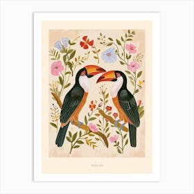 Folksy Floral Animal Drawing Toucan 4 Poster Art Print
