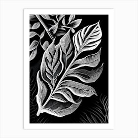 Sweet Bay Leaf Linocut 2 Art Print