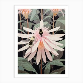 Flower Illustration Bee Balm 4 Art Print