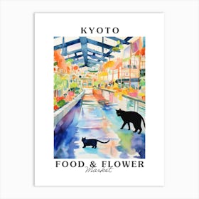 Food Market With Cats In Kyoto 3 Poster Art Print