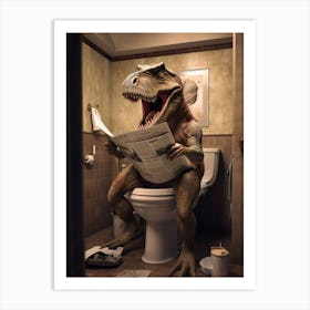 Dinosaur Reading Newspaper 1 Art Print