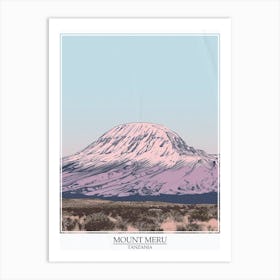 Mount Meru Tanzania Color Line Drawing 8 Poster Art Print