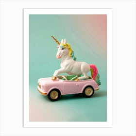 Toy Unicorn In A Toy Car 1 Art Print