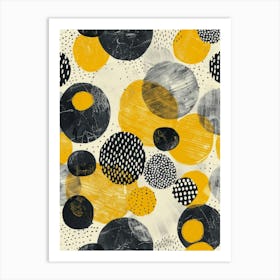 Yellow And Black Circles 1 Art Print