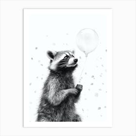 Raccoon Blowing A Bubble Illustration 3 Art Print