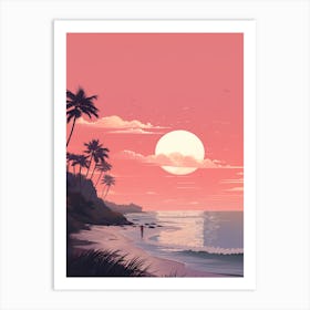 Illustration Under The Sky By The Moon In Pink Tones 1 Art Print