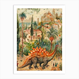 Dinosaur In An Ancient Village 2 Art Print