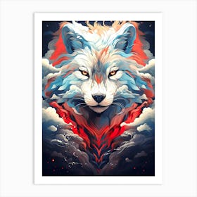 Wolf In The Clouds 8 Art Print