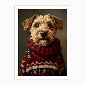 Airedale In Christmas Sweater 5 Art Print