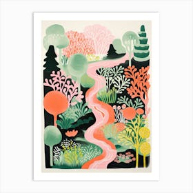 Butchart Gardens Abstract Riso Style 3 Art Print