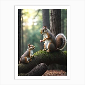 Squirrels In The Forest Art Print